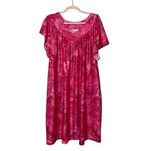 Vintage Anthony Richards Pink Floral Paisley Lounge Dress Night Gown Women's L